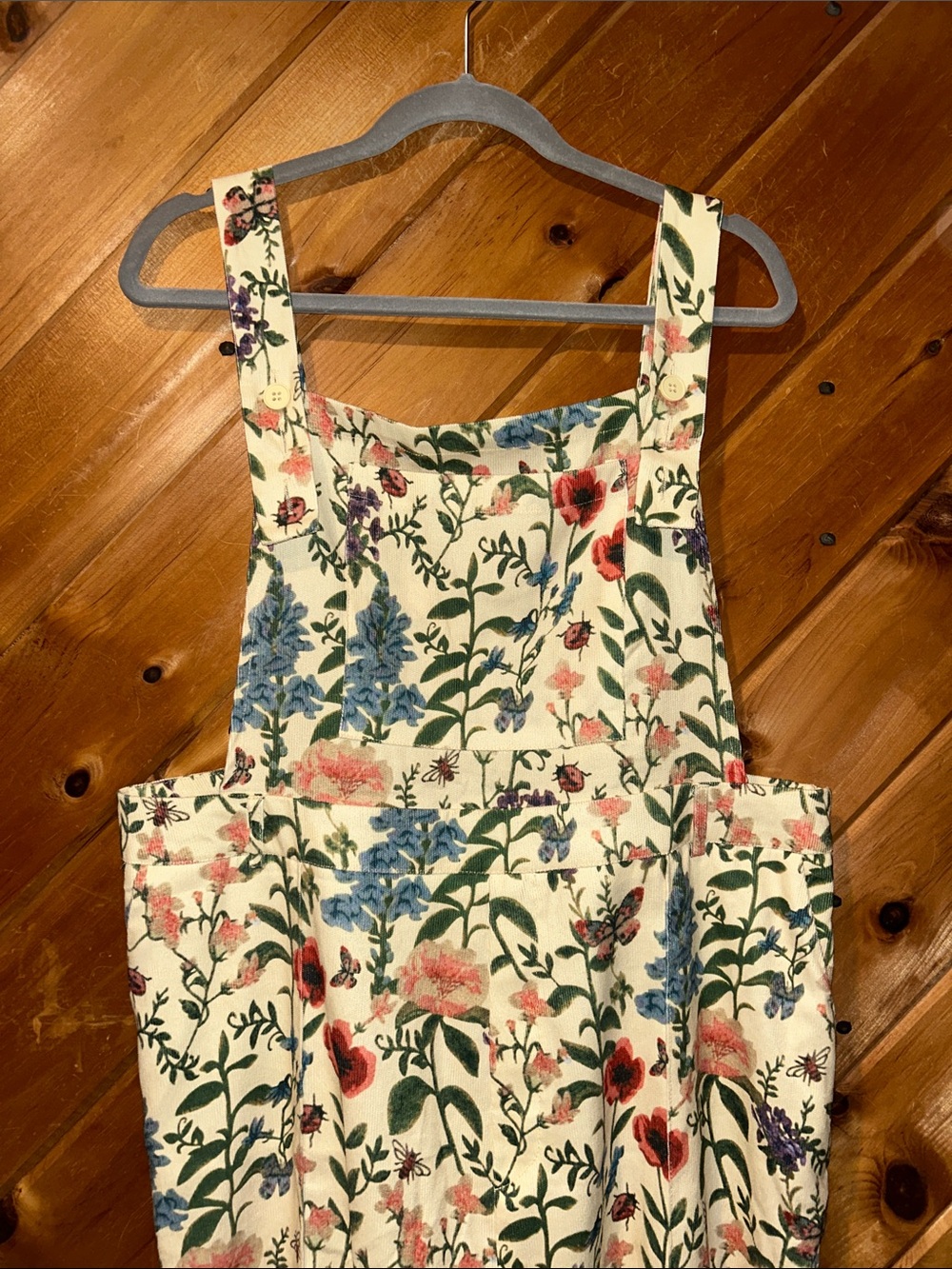 Cider Lightweight Corduroy Botanical Floral & Bug Button Wide Leg Jumpsuit - Picture 8 of 10